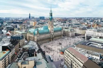 Bird's eye view of the city hall in Hamburg